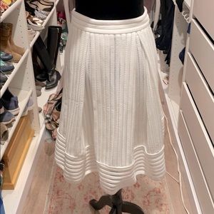 White eyelet A line midi skirt.